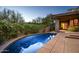 Serene backyard pool surrounded by lush greenery and desert landscaping at 39541 N 107Th Way, Scottsdale, AZ 85262