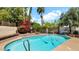Inviting pool surrounded by lush landscaping and privacy fencing at 4034 E Aster Dr, Phoenix, AZ 85032