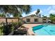 Backyard pool featuring stone surround, garden beds and tropical landscaping at 4034 E Aster Dr, Phoenix, AZ 85032