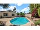 Sparkling pool with lush tropical landscaping and patio area at 4034 E Aster Dr, Phoenix, AZ 85032