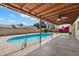 Covered backyard patio with a pool and patio furniture at 5337 W Diana Ave, Glendale, AZ 85302