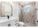 Bathroom featuring a modern vanity, updated fixtures, and sleek shower design at 5452 E University Dr, Mesa, AZ 85205