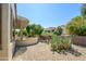 Desert backyard with a covered patio, low-maintenance gravel, and a variety of drought-tolerant plants, blending seamlessly with nature at 15134 W Waterford Dr, Surprise, AZ 85374