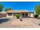 The backyard has low maintenance desert landscaping and a brick firepit area under a pergola at 2329 E Ebony Dr, Chandler, AZ 85286