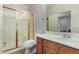 Bathroom with a shower, toilet, sink and mirror combination is a great use of space at 2977 E County Down Dr, Chandler, AZ 85249