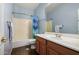 Bathroom featuring a sink and vanity combination with a shower and toilet at 2977 E County Down Dr, Chandler, AZ 85249