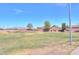 Community greenspace with grassy lawn, mature trees, and a block wall at 46141 W Amsterdam Rd, Maricopa, AZ 85139