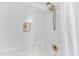 Clean shower features shampoo dispenser and shower curtain at 1138 E Liberty Shores Dr, Gilbert, AZ 85234
