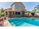 Lovely backyard showcasing a refreshing pool, covered patio, and plenty of space for outdoor gatherings at 221 N Ironwood St, Gilbert, AZ 85234