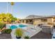 Stunning backyard oasis with a pool, lounge chairs, and outdoor dining area, perfect for entertaining at 20 W Canterbury Ln, Phoenix, AZ 85023