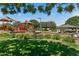 A community park with a playground, covered picnic tables, mature trees, and manicured landscaping for all to enjoy at 20483 E Mockingbird Dr, Queen Creek, AZ 85142
