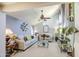 Bright living room with vaulted ceilings, neutral paint, ceiling fan, and stylish furnishings, perfect for relaxation at 4112 E Maldonado Dr, Phoenix, AZ 85042