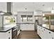 Bright kitchen featuring white cabinets, stainless steel appliances, and a window overlooking a well-maintained backyard at 6027 E Spring Rd, Scottsdale, AZ 85254