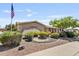 Home with desert landscaping, a large American flag, and a mature tree in the front yard at 6631 E Dallas St, Mesa, AZ 85205