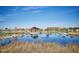 Community pond with decorative fountain, gazebo, and landscaped surroundings at 10065 E Tiger Lily Ave, Mesa, AZ 85212