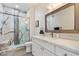 Elegant bathroom with marble shower, modern fixtures, and a sleek vanity that add a touch of luxury at 20100 N 78Th Pl # 3084, Scottsdale, AZ 85255