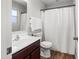 Bathroom features a modern vanity, bright lighting, a shower over tub, and sleek finishes at 2941 N Evergreen St, Buckeye, AZ 85396