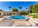 Backyard view of the private pool, patio, and lush landscaping at 8031 N 12Th Ave, Phoenix, AZ 85021