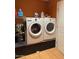 This laundry room includes a full-size washer, dryer, utility sink and shelving for supplies at 12512 N 85Th Ave, Peoria, AZ 85381
