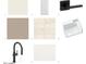 Selection of interior design materials showcasing color palettes for walls, floors, fixtures and hardware at 14207 E Highland Ave, Fountain Hills, AZ 85268