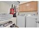 Functional laundry room with shelving and modern washer and dryer units at 155 W Knox Rd, Tempe, AZ 85284