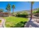 Manicured backyard with lush green lawn and desert landscaping, ideal for outdoor activities at 16441 S Mountain Stone Trl, Phoenix, AZ 85048