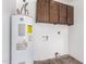 Utility room with water heater, storage cabinets, and white walls at 2232 W Lindner Ave # 20, Mesa, AZ 85202