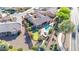 Overhead image of a backyard featuring a pool, putting green, and patio area, perfect for relaxation at 42318 W Abbey Rd, Maricopa, AZ 85138