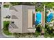 Stunning aerial view of a home showcasing a backyard pool and patio area at 3671 S Greythorne Way, Chandler, AZ 85248