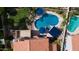 Aerial view of the backyard and the pool area at 7015 W Behrend Dr, Glendale, AZ 85308