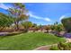 Beautiful backyard with lush green grass and mature desert landscaping, creating a private outdoor oasis at 12225 E Cortez Dr, Scottsdale, AZ 85259