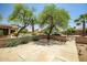 Well-manicured front yard featuring mature trees, desert landscaping, and a paved walkway at 20007 N Organ Pipe Dr, Surprise, AZ 85374