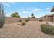 Low maintenance backyard features desert landscaping, shrubs, and a block fence for added privacy at 3973 N 160Th Ave, Goodyear, AZ 85395