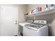 Laundry room features modern white appliances, a shelf, and white door at 462 S Marie Dr, Chandler, AZ 85225