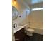 Bathroom featuring a modern vanity, round mirror, and tiled shower-tub combination at 3229 W Five Mile Peak Dr, San Tan Valley, AZ 85144
