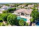 Private backyard oasis featuring a sparkling blue pool, covered patio, and lush greenery for ultimate relaxation at 3931 E Fox Cir, Mesa, AZ 85205