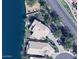 Aerial view of the lakefront home showcasing the private backyard, and waterfront at 1414 N Palmsprings Dr, Gilbert, AZ 85234