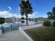 Scenic view of waterfront property with serene lake views, lush greenery and tall palm tree at 1414 N Palmsprings Dr, Gilbert, AZ 85234