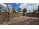 Large backyard with a brick wall and mature trees at 1909 N 106Th Ave, Avondale, AZ 85392