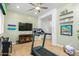 Open workout room with treadmill, TV, shelves and piano at 26065 N 74Th Dr, Peoria, AZ 85383