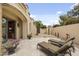 Serene outdoor courtyard featuring lounge chairs, desert landscaping, and access to the home at 6852 E Fanfol Dr, Paradise Valley, AZ 85253