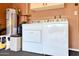 The laundry room has updated appliances and room for storage in the overhead cabinets at 873 W Sterling Pl, Chandler, AZ 85225