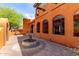 Charming courtyard featuring a beautiful water fountain and tiled flooring at 9137 E Odessa St, Mesa, AZ 85207