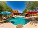 Enjoy outdoor living with desert landscaping, pool, and mountain views, perfect for relaxing and entertaining guests at 9137 E Odessa St, Mesa, AZ 85207