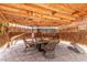 Relaxing poolside cabana featuring comfortable wicker furniture and a rustic, thatched-roof design at 9137 E Odessa St, Mesa, AZ 85207