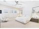 Relaxing main bedroom showcasing soft lighting, neutral tones, and an ensuite bathroom at 4571 S Pinaleno W Dr, Chandler, AZ 85249