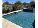 Backyard pool with basketball hoop, hot tub, and lush landscaping at 4571 S Pinaleno W Dr, Chandler, AZ 85249
