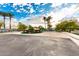 Beautiful neighborhood entrance with mature palm trees, lush landscaping, and stylish signage for a welcoming community feel at 16226 S 11Th Pl, Phoenix, AZ 85048
