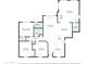 Detailed floor plan showcasing the layout of the home's bedrooms, bathrooms, kitchen, and living spaces at 615 E Mckellips Rd, Tempe, AZ 85288