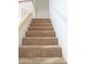 Carpeted stairs with white risers and wood handrail leading to the upper level at 151 E Broadway Rd # 206, Tempe, AZ 85282